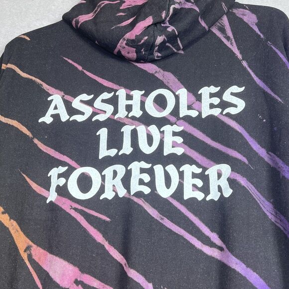 A**holes Live Forever Sweater Mens Large Black Multicolored Print Hoodie Casual - Picture 9 of 11